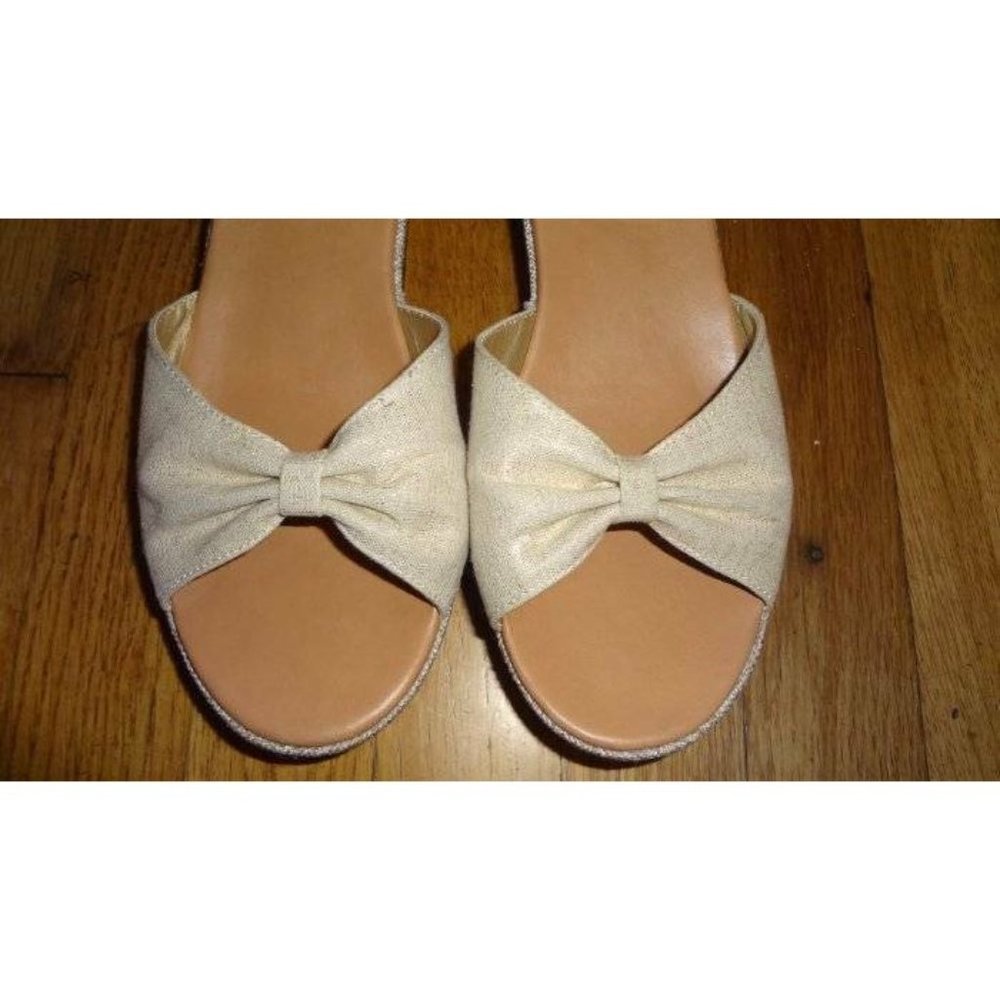 UGG Platform Canvas Sandals Shoes Metallic Beige 6 - Picture 5 of 8